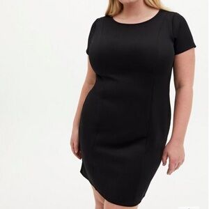 Torrid Black Floral Scuba Organza Convertible Skater Dress LBD Plus Size 3X